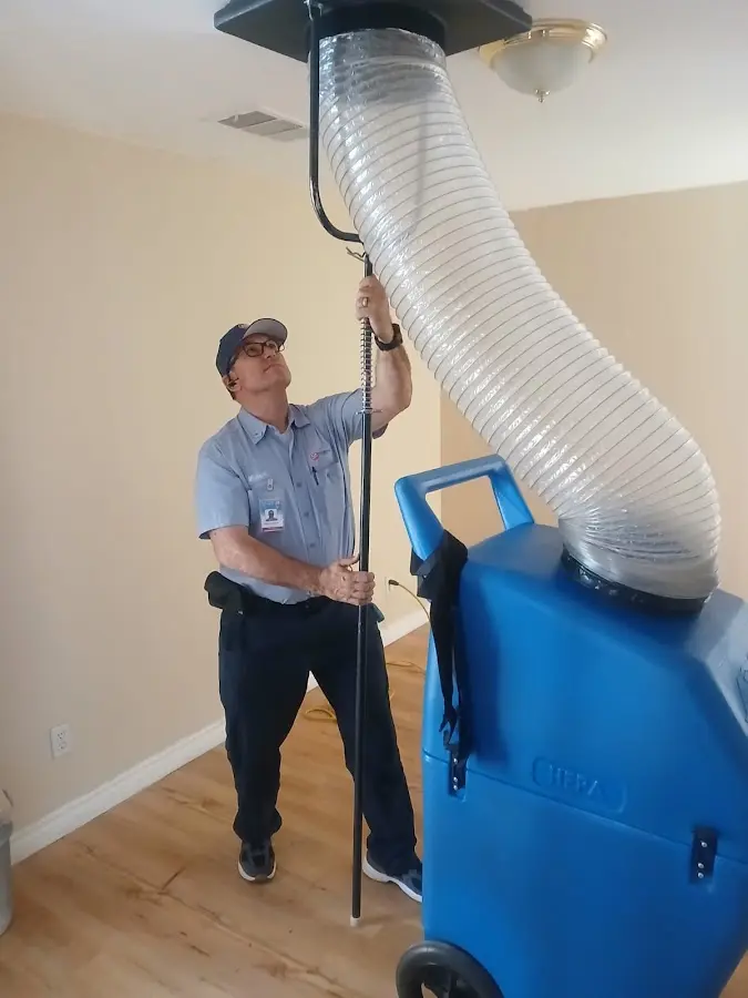 Mini Split Installation technician using HEPA equipment in Crouch Mesa
